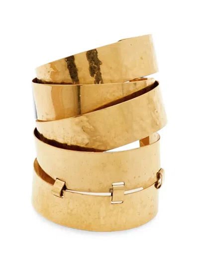 Pre-owned Etro Hammered Cuff Bracelet In Gold
