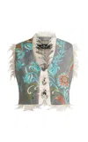 Etro Hand-painted Wool-blend Vest In Grey