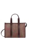 Etro Bauletto Large Paisley Canvas Tote Bag In Brown