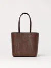 Etro Brown Shopper With All-over Jacquard Paisley Pattern In Brown