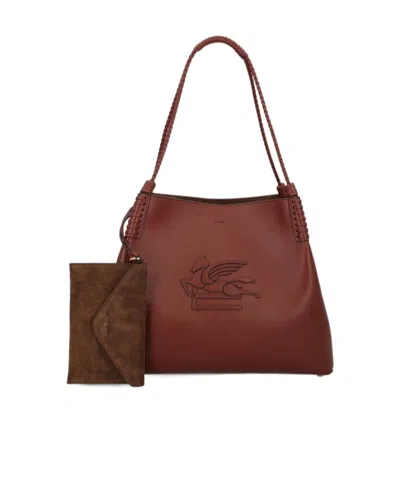 Etro Handbag With Woven Handle In Brown