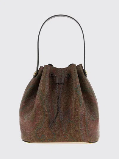 Etro Paisley Jacquard Bucket Bag In Brown