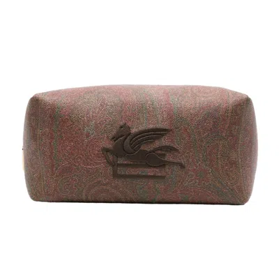 ETRO HANDBAGS MAN ETRO - POUNCH M ARNICA AND LEATHER - BROWN