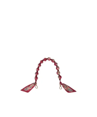 Etro Handle With Printed Fabric Spheres And Beads In Red