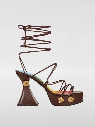 Etro Tie-fastening Platform Sandals In Dark Brown