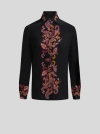 Etro Decorative Long-sleeved Silk Shirt In Schwarz