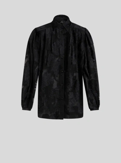 ETRO , FIL COUPÉ CHIFFON SHIRT, WOMAN, BLACK, SIZE 48