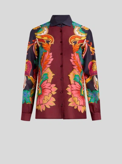 Etro Hemd Mit Floralem Maxi-tuchdruck In Red