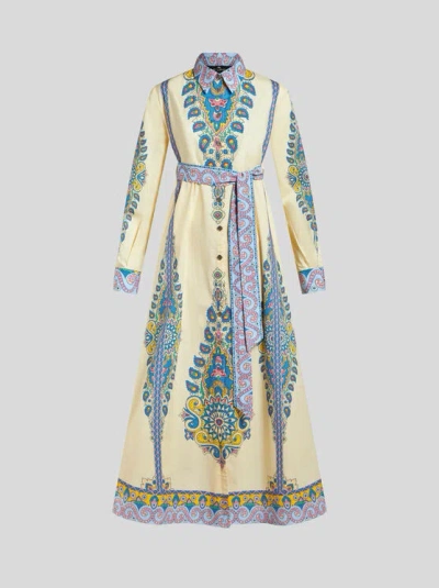 Etro Hemdblusenkleid Aus Bedruckter Baumwolle In Neutral