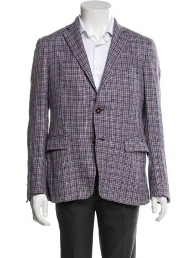 Pre-owned Etro Hemp Plaid Print Blazer In Purple
