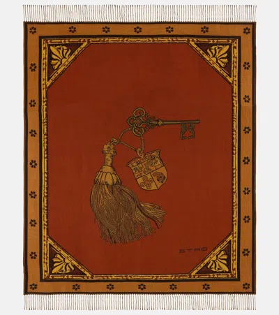 Etro Herald Fringed Wool Throw In Brown