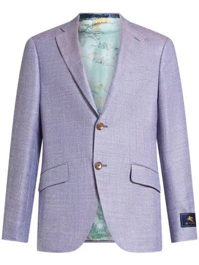 Etro Herringbone Pattern Blazer In Purple