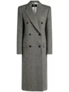 Etro Grey Long Double-breasted Coat With Chevron Motif In Black