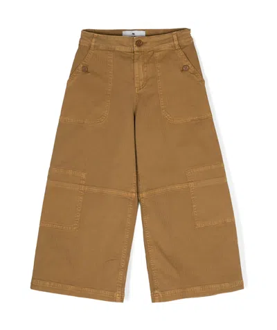 Etro Herringbone-pattern Trousers In Brown