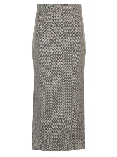 Etro Herringbone Patterned Pencil Skirt In Grey