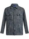 Etro Chevron Herringbone Wool Jacket Pockets In Blue