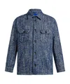 Etro Chevron Herringbone Wool Jacket Pockets In Blue