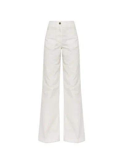 Etro Herringbone-weave Logo-patch Jeans In White
