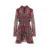 Etro High Neck Floral Print Mini Dress In Red