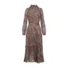 Etro High Neck Ruffle Maxi Dress With Paisley Print In Multi