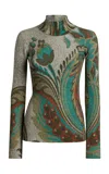 Etro High-neck Wool Knit Top In Grey