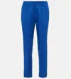 Etro High-rise Cotton-blend Straight Pants In Blue