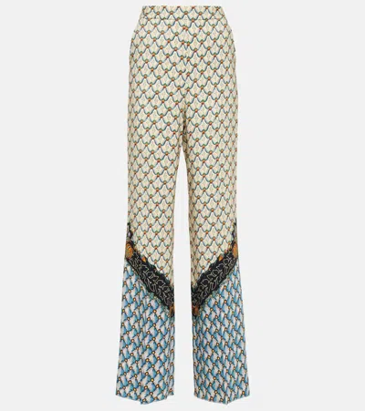 Etro Printed Crepe De Chine Wide-leg Pants In Ecru