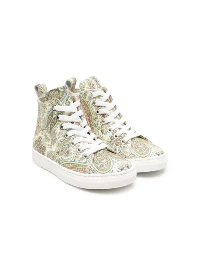 Etro Kids' High Sneakers With Multicolored Paisley Motif In Multicolour