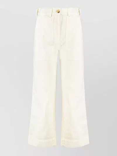 Etro High Waist Denim Trousers Multiple Pockets In White