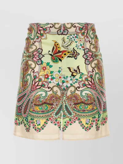 Etro High Waist Paisley Print Mini Skirt In Multi