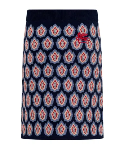 Etro High Waist Skirt In Blue/beige