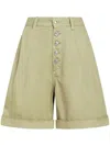 Etro Herringbone-pattern Cotton Bermuda Shorts In Green