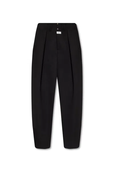 Etro High Waisted Pleated Pants In Black