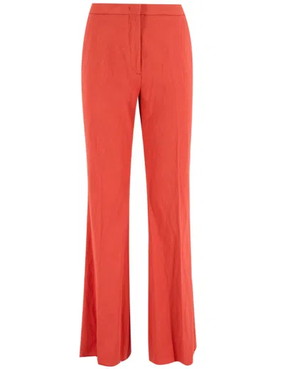 Etro High-waisted Red Trousers With Wide Cut