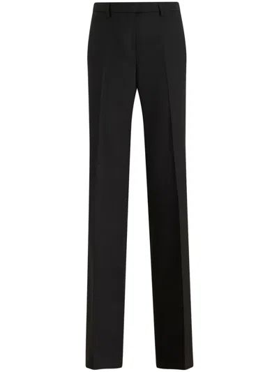 Etro High-waisted Wool Tailored Trousers In 黑色