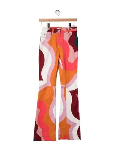 Pre-owned Etro High-rise Flared Jeans In Red