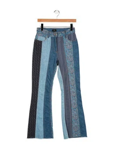 Pre-owned Etro High-rise Flared Jeans In Blue