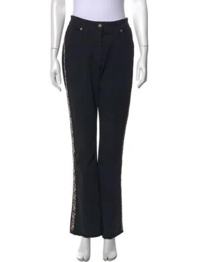 Pre-owned Etro High-rise Straight Leg Jeans In Black