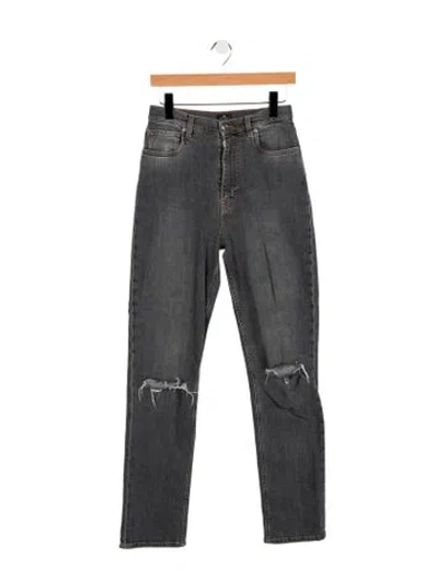 Pre-owned Etro High-rise Straight Leg Jeans In Gray
