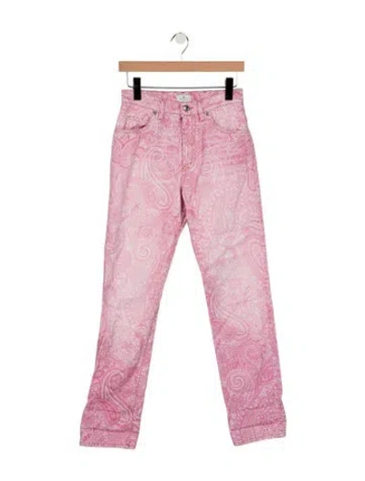 Pre-owned Etro High-rise Straight Leg Jeans In Pink