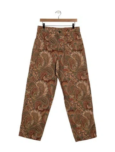Pre-owned Etro High-rise Straight Leg Jeans In Red