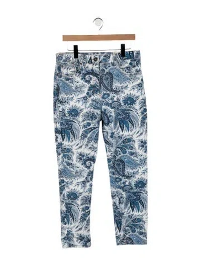 Pre-owned Etro High-rise Straight Leg Jeans In White