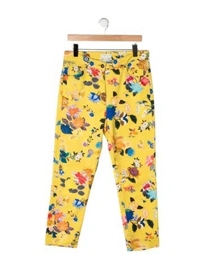 Pre-owned Etro High-rise Straight Leg Jeans In Yellow