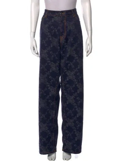 Pre-owned Etro High-rise Wide Leg Jeans In Blue