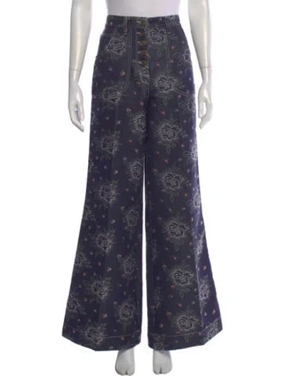 Pre-owned Etro High-rise Wide Leg Jeans In Blue