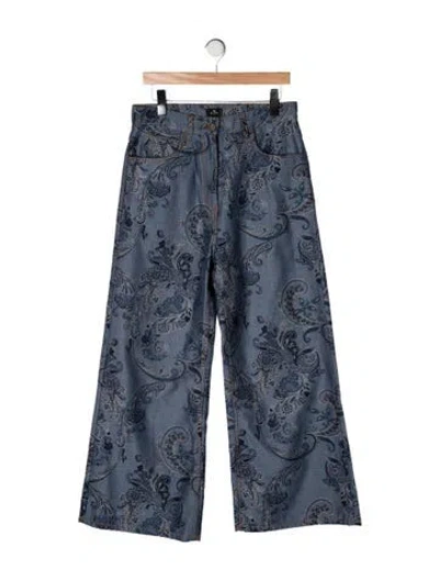 Pre-owned Etro High-rise Wide Leg Jeans In Blue
