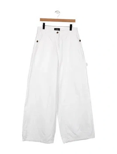 Pre-owned Etro High-rise Wide Leg Jeans In White