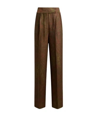 Etro High-waisted Casual Pants In Brown