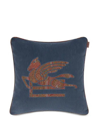 Etro Home Arnica Pegaso Corduroy Cushion In Blue