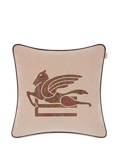 Etro Home Arnica Pegaso Corduroy Cushion In Neutral